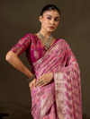 Rose Pink Banarasi Georgette Saree With Contrast Blouse