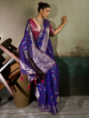 Royal Blue Banarasi Georgette Saree With Contrast Blouse