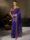 Royal Blue Banarasi Georgette Saree With Contrast Blouse