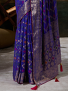 Royal Blue Banarasi Georgette Saree With Contrast Blouse