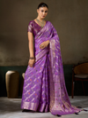 Orchid Purple Banarasi Georgette Saree With Contrast Blouse