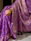 Orchid Purple Banarasi Georgette Saree With Contrast Blouse