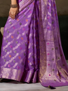 Orchid Purple Banarasi Georgette Saree With Contrast Blouse