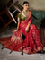 Crimson Red Banarasi Georgette Saree With Contrast Blouse