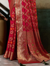 Crimson Red Banarasi Georgette Saree With Contrast Blouse