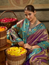 Magenta Purple Paithani Tissue Silk Saree With Contrast Blouse