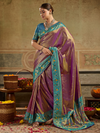 Magenta Purple Paithani Tissue Silk Saree With Contrast Blouse