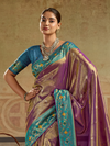 Magenta Purple Paithani Tissue Silk Saree With Contrast Blouse