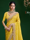 Mustard Yellow Banarasi Tissue Silk Saree