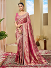 Rani Pink Banarasi Tissue Silk Saree