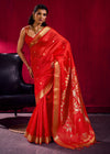 Scarlet Red Banarasi Silk Saree