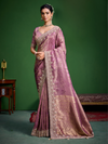 Mauve Purple Banarasi Tissue Silk Saree