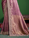 Mauve Purple Banarasi Tissue Silk Saree