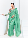 Sea Green Embroidered Designer Organza Silk Saree