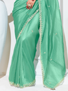 Sea Green Embroidered Designer Organza Silk Saree