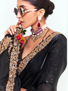 Black Tissue Silk Saree With Contrast Blouse