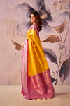 Marigold Yellow Banarasi Cotton Silk Saree