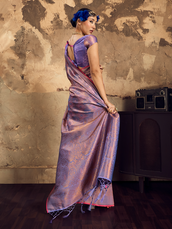 Lilac Purple Banarasi Soft Silk Saree