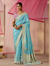 Sky Blue Banarasi Dola Silk Saree