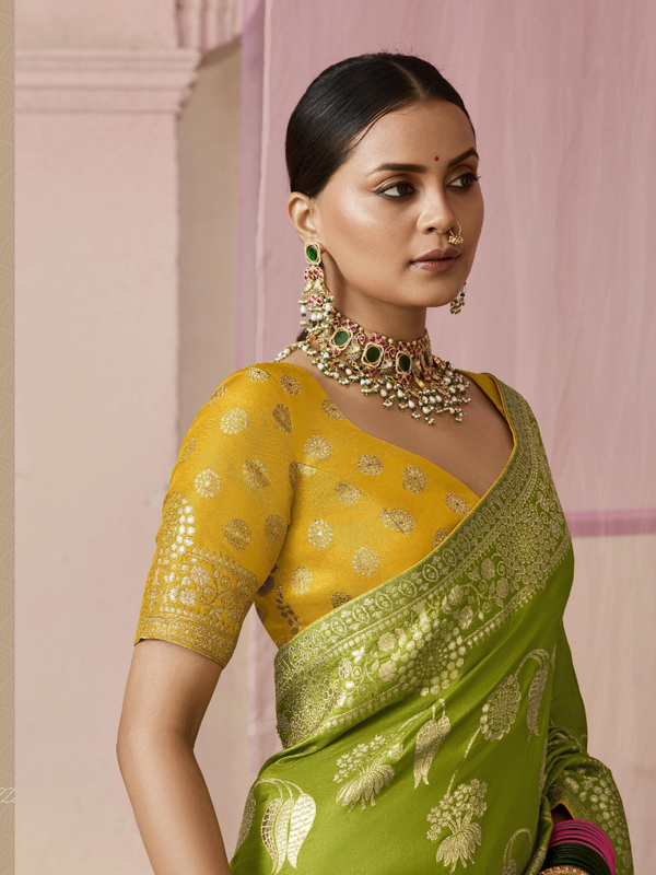 Mehendi Green Banarasi Dola Silk Saree