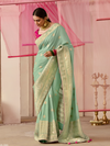 Mint Green Banarasi Dola Silk Saree