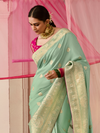 Mint Green Banarasi Dola Silk Saree
