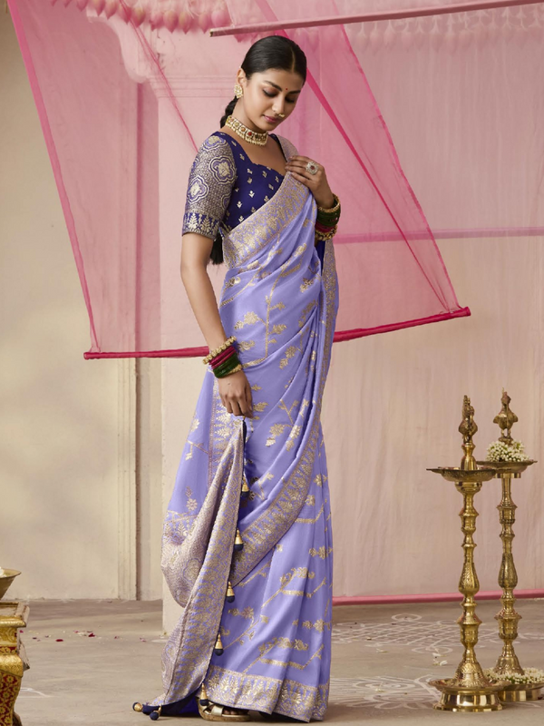 Lavender Banarasi Dola Silk Saree