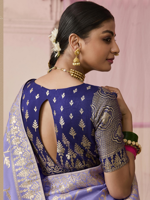 Lavender Banarasi Dola Silk Saree