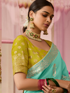 Teal Banarasi Dola Silk Saree