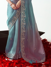 Multicolor Embroidered Designer Organza Silk Saree