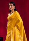 Mustard Yellow Banarasi Satin Silk Saree