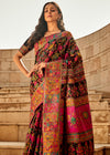 Midnight Black Kashmiri Jamawar Silk Saree