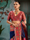 Navy Blue Kashmiri Cotton Silk Saree With Contrast Blouse