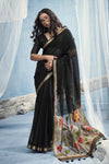 Midnight Black Paithani Cotton Silk Saree