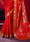 Scarlet Red Banarasi Silk Saree