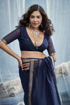 Midnight Navy Paithani Cotton Silk Saree