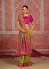 Parrot Green Embroidered Designer Satin Silk Saree