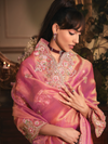 Rose Pink Tissue Organza Saree