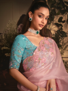 Baby Pink Organza Silk Saree