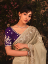 Beige Organza Silk Saree