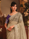 Beige Organza Silk Saree