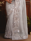 Grey Organza Silk Saree