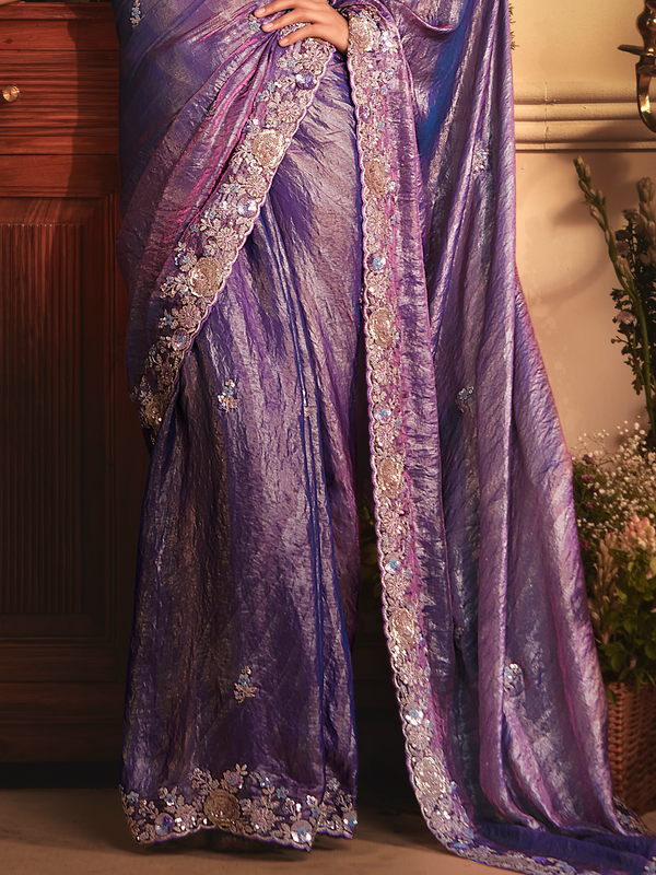 Purple Tissue Silk Saree