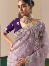 Lavender Organza Silk Saree