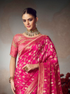 Rani Pink Banarasi Satin Silk Saree