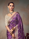 Violet Purple Banarasi Satin Silk Saree