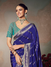 Royal Blue Banarasi Satin Silk Saree