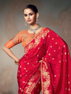 Crimson Red Banarasi Satin Silk Saree