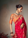 Crimson Red Banarasi Satin Silk Saree
