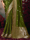 Mehendi Green Banarasi Satin Silk Saree
